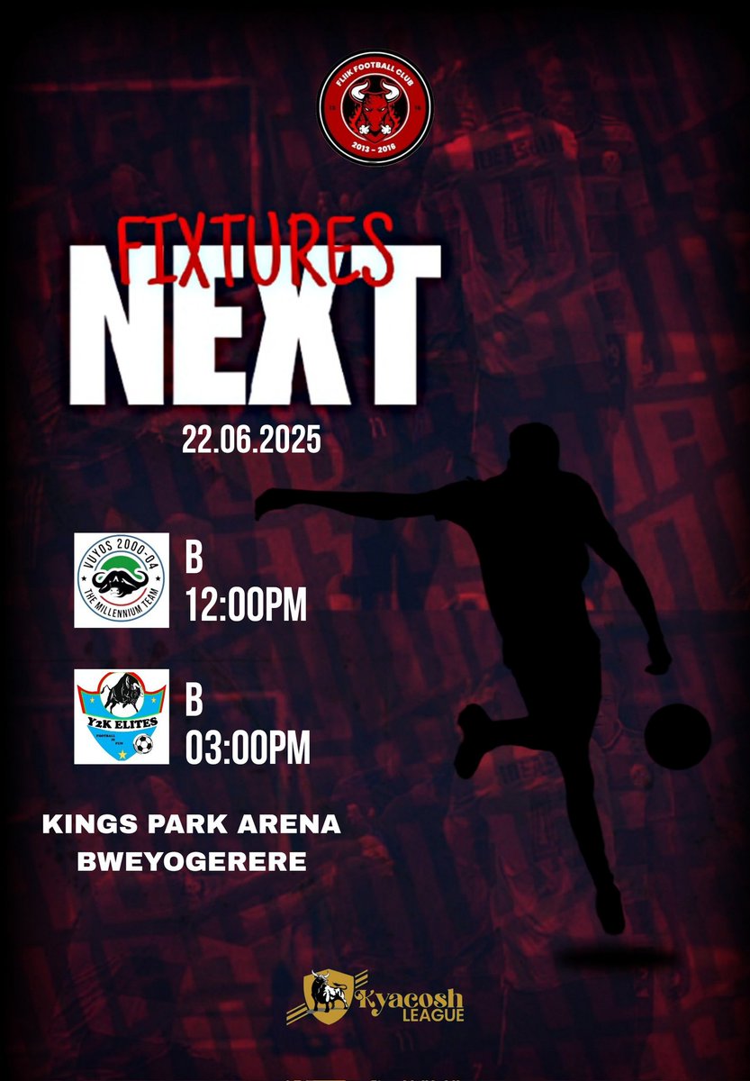 FLIIK FC (@fliikfc) on Twitter photo Here are our fixtures for this coming game week of the <a href="/Kyacosh_league/">Kyacosh League</a> season 3.
#Together_we_are_stronger Here are our fixtures for this coming game week of the <a href="/Kyacosh_league/">Kyacosh League</a> season 3.
#Together_we_are_stronger