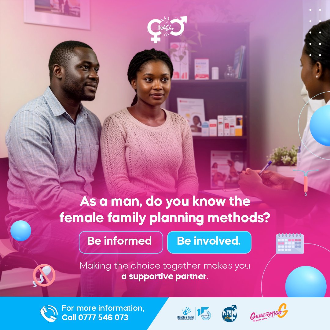 reachahand's tweet photo. 👫 Family planning is not just a woman’s responsibility, it’s a shared journey.
As a man, being informed & involved in female family planning methods shows love, care, respect & partnership❤
Make the choice together as a supportive partner!
#He4She #GenerationGender #MenPlus https://t.co/Osx1Iy9X9L