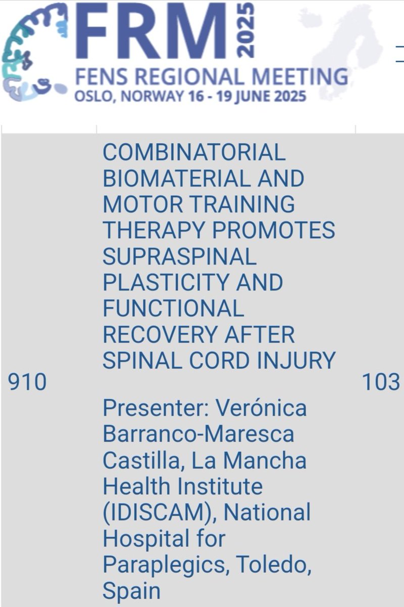Vero BM (@verobm1923) on Twitter photo In Oslo for the #FRM2025!
If you want to know more about advances in spinal cord injury therapies, I'll see you this Wednesday (poster 910).
<a href="/SENC_/">SENC</a> , <a href="/HNParaplejicos/">H. N. Parapléjicos</a> , <a href="/idiscam/">IDISCAM</a> , <a href="/JulirosaNeuro/">JuliRosa_Neuro</a> In Oslo for the #FRM2025!
If you want to know more about advances in spinal cord injury therapies, I'll see you this Wednesday (poster 910).
<a href="/SENC_/">SENC</a> , <a href="/HNParaplejicos/">H. N. Parapléjicos</a> , <a href="/idiscam/">IDISCAM</a> , <a href="/JulirosaNeuro/">JuliRosa_Neuro</a>