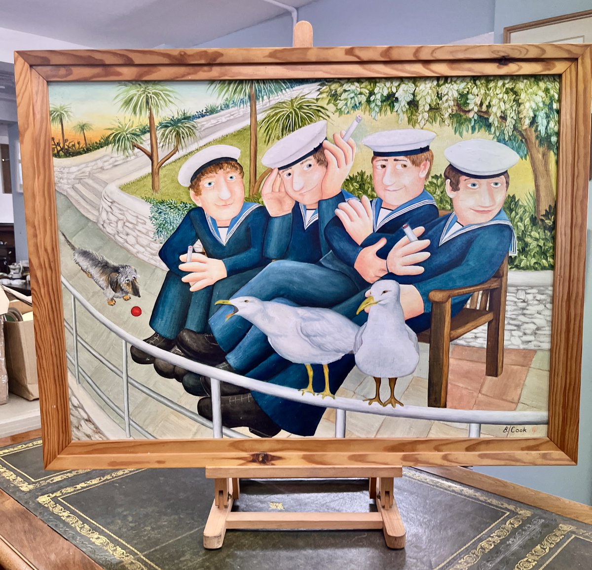 Looking forward to auctioning this fine Beryl Cook painting tomorrow evening 'Sailors and Seagulls', lot 60 bid.plymouthauctions.co.uk/auctions/9303/…