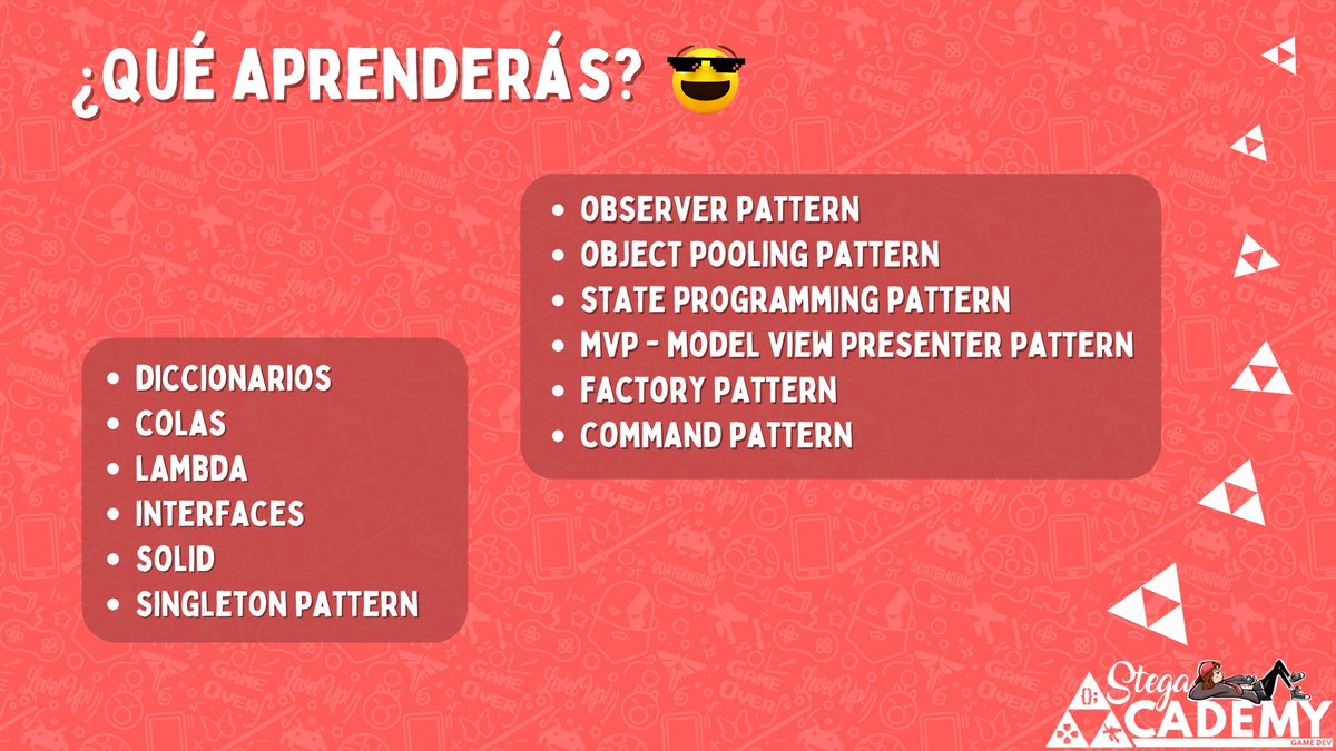 ElenaImagineer's tweet image. Gente bonita del multiverso! Ya está disponible mi nuevo curso🤩

🚀 Curso de Patrones de Diseño para Videojuegos con Unity 🚀

⭐️Online
⭐️Contenido disponible para siempre
⭐️Ayuda y tutorización para poner en práctica los patrones de diseño aprendidos

👇
stegaacademy.es/patrones/