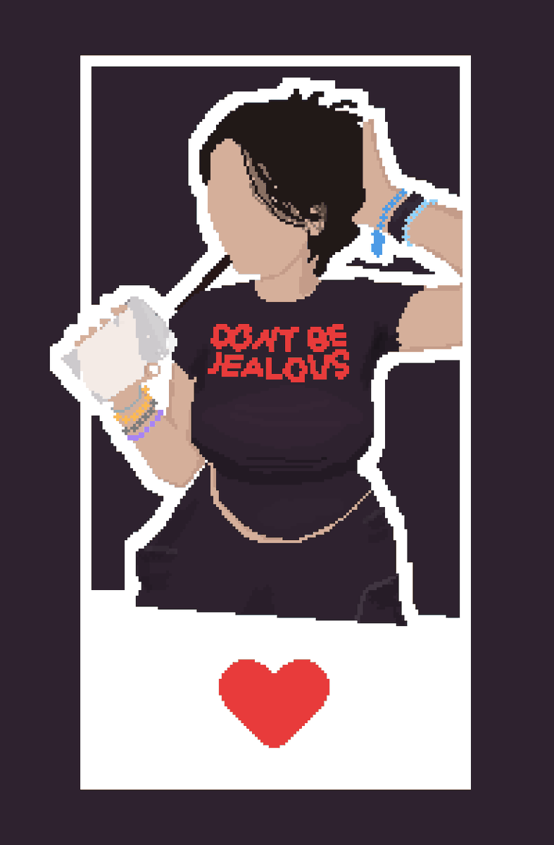 reovityy's tweet photo. ✨ New Pixel Art Drop ✨

 “DON’T BE JEALOUS.” 💅🖤

Available for commissions 

DM me or reach out on Discord: reokys

#PixelArt #RetroStyle #IndieArtist #DigitalArt #Aesthetic https://t.co/BqMK7CSiNG