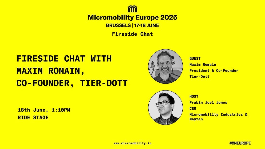 Dott (@dott) on Twitter photo <a href="/NicoGorse/">Nicolas Gorse</a> 3⃣ 🔥 Fireside Chat with <a href="/MaximRomain/">Maxim Romain</a> co-Founder & President (chat with the boss <a href="/prabinjoel/">Prabin Joel Jones</a>)
⏰ Jun 18, 01:10 PM - 01:50 PM
Looking forward to seeing you there!
#MicromobilityEurope #UrbanMobility #MobilityInnovation #MaaS #SustainableTransport <a href="/NicoGorse/">Nicolas Gorse</a> 3⃣ 🔥 Fireside Chat with <a href="/MaximRomain/">Maxim Romain</a> co-Founder & President (chat with the boss <a href="/prabinjoel/">Prabin Joel Jones</a>)
⏰ Jun 18, 01:10 PM - 01:50 PM
Looking forward to seeing you there!
#MicromobilityEurope #UrbanMobility #MobilityInnovation #MaaS #SustainableTransport