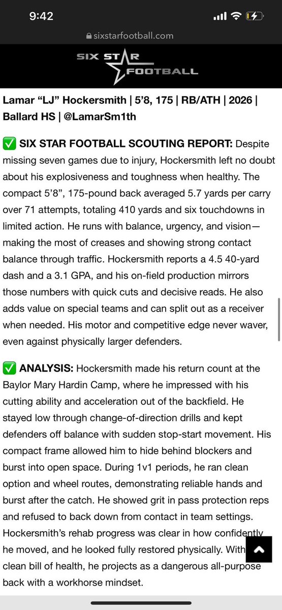 Thank you <a href="/sixstarfootball/">Six Star Football | PLUS+</a> for the write up I appreciate it , back to work!