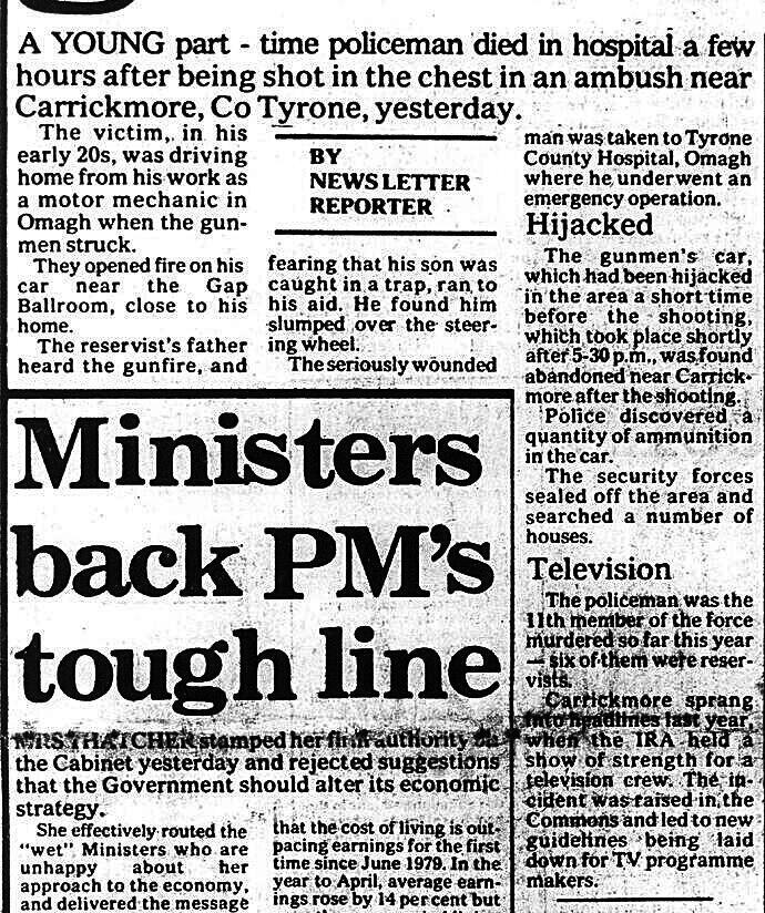 OnThisDayPIRA's tweet photo. #OnThisDay in 1981 the IRA murdered Christopher Kyle, 25, mechanic/off duty RUCR, shot at 5:35 pm near home while returning in his car from work, Carrickmore area of Tyrone and found fatally injured in the car by his father who heard shots #OTD. Funeral at Cappagh Parish Church. https://t.co/866cPqMJu4