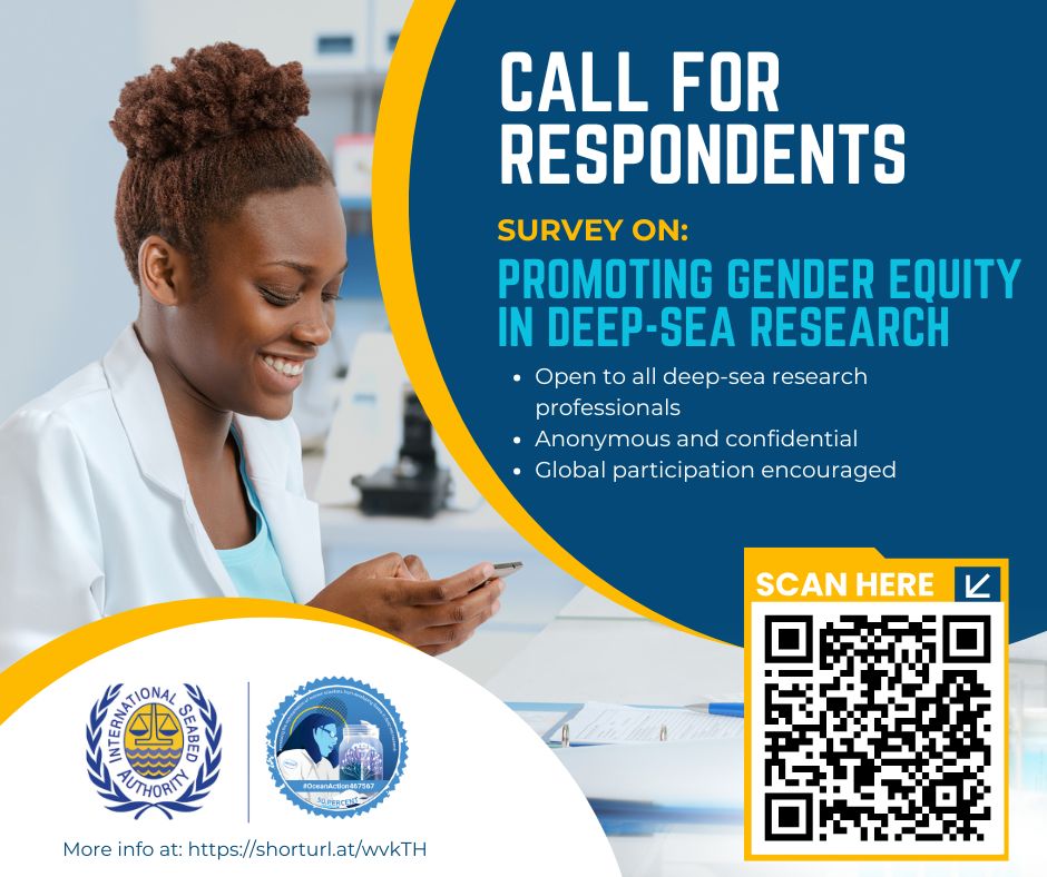 🌊 Are you involved in deep-sea research or offshore science? Take our quick 10–15 min survey to help make marine research more inclusive, safe &amp; equitable for all.

Your insights will inform ISA’s Gender Equity Charter: 🔗bit.ly/443kYUB

#EquityAtSea #SeeHerExceed