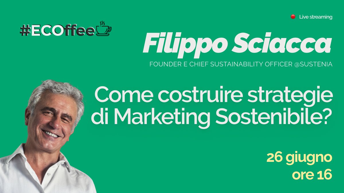 🌱 Il marketing sostenibile è un’opportunità per generare valore economico, rafforzare la reputazione e costruire un futuro migliore per il Pianeta.

Filippo Sciacca di <a href="/SusteniaGreen/">Sustenia</a> ci parla di strategie, vantaggi e rischi. 

Iscriviti bit.ly/445KNDO