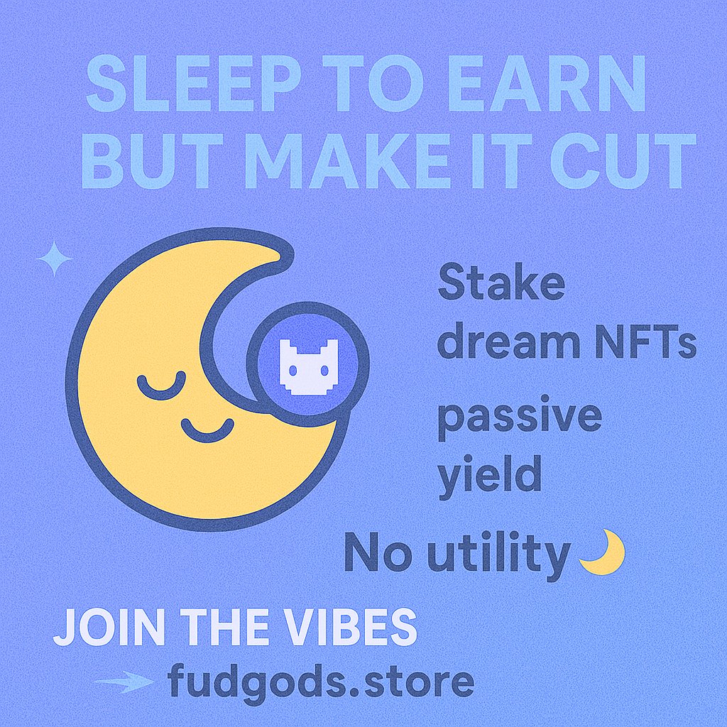 😴💤 “Sleep to earn” but make it cute
Stake $MOONDREAM → dream NFTs + passive yield
No utility?
We have MOONtility 🌙
Join the vibes → fudgods.store
#MOONDREAM #StakeToDream #Solana