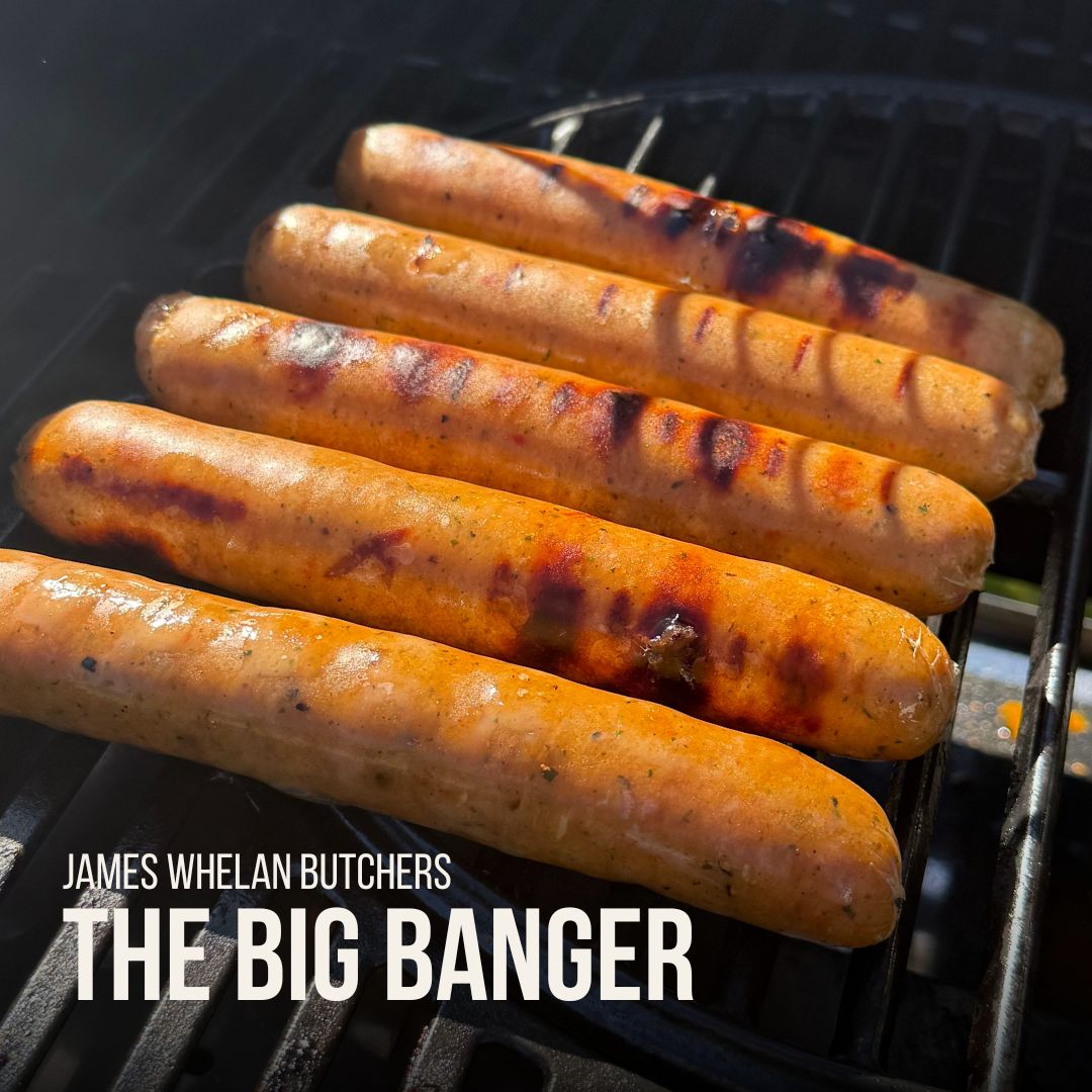 Say hello to The Big Banger! Our Jumbo Sausages are big on taste and big on bite. Handcrafted from rich Irish pork shoulder, these sausages are bursting with flavour and juiciness, making them perfect for any summer gathering. Whether you're grilling, frying, or barbecuing,