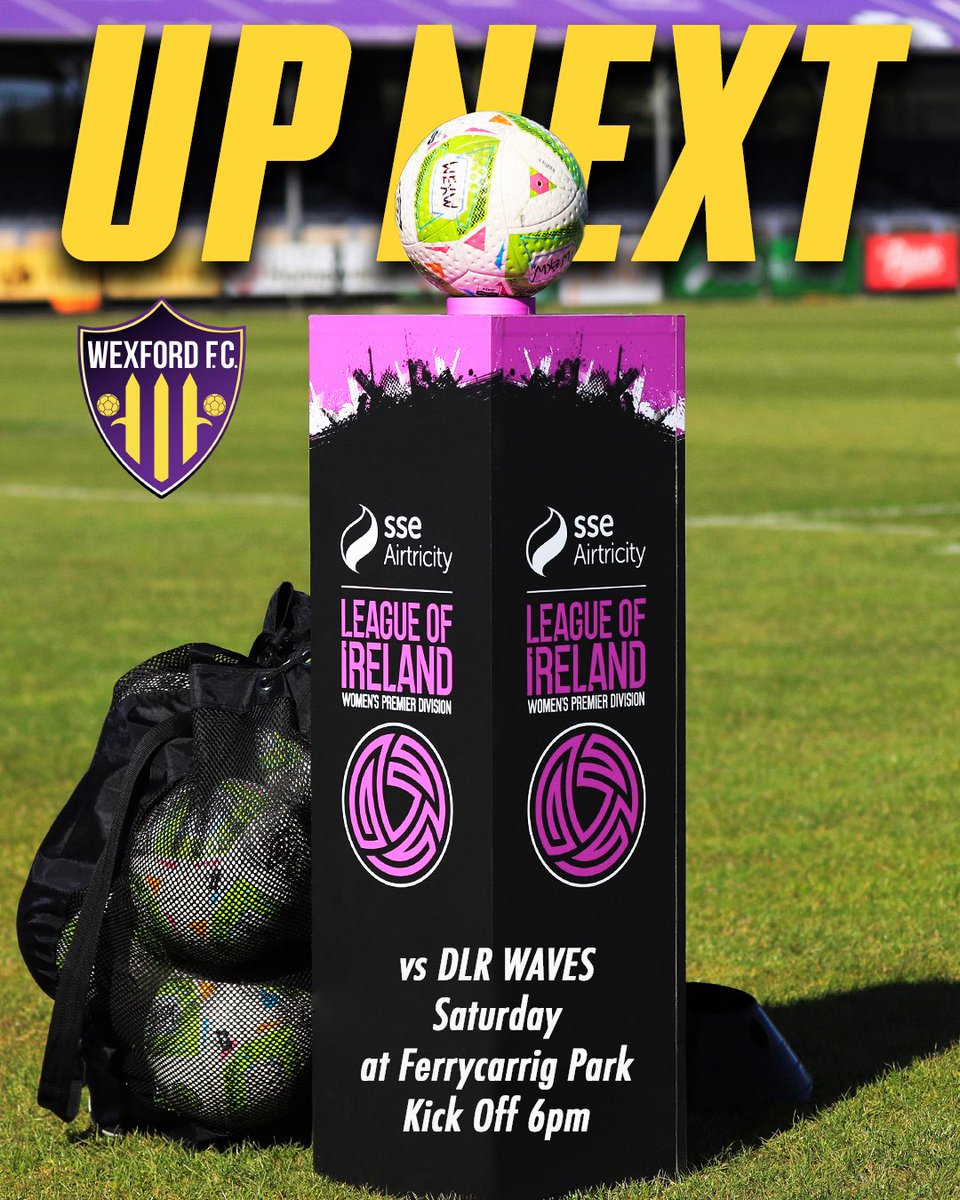 🟪 𝐔𝐏 𝐍𝐄𝐗𝐓

After two good wins on the road we are back at home this weekend with DLR Waves the visitors.

Kick off at Ferrycarrig Park on Saturday is 6pm.

🎟️ Tickets at the gate.

📺 Watch Live on LOITV