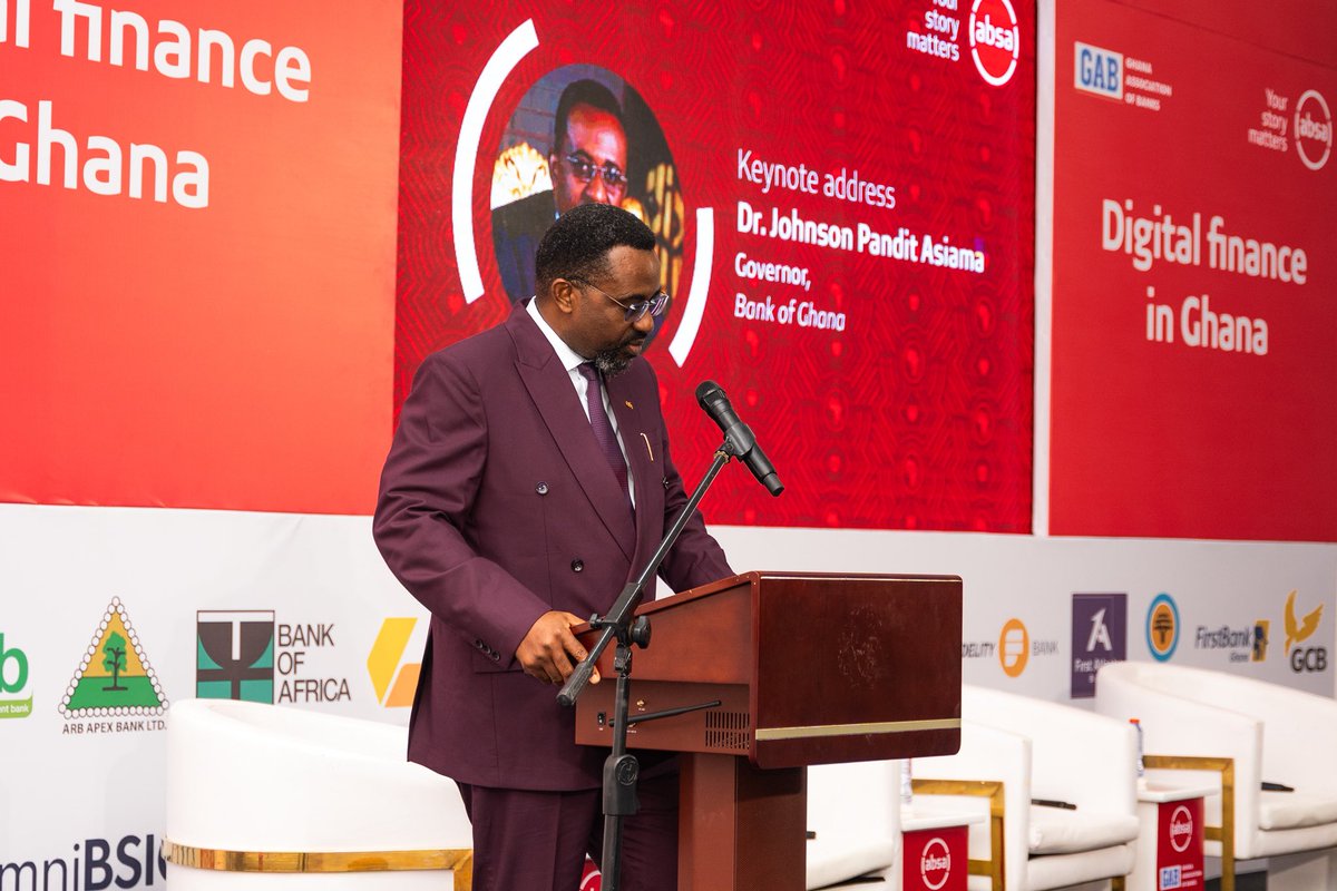Absa Bank Ghana (@absaghana) on Twitter photo Earlier we were honored to have the Governor of <a href="/thebankofghana/">Bank of Ghana</a>, Dr. Johnson Pandit Asiama give the keynote address where he highlighted the need for banks and regulators to collaborate on thought leadership events such as this.
#AbsaGhana #YourStoryMatters Earlier we were honored to have the Governor of <a href="/thebankofghana/">Bank of Ghana</a>, Dr. Johnson Pandit Asiama give the keynote address where he highlighted the need for banks and regulators to collaborate on thought leadership events such as this.
#AbsaGhana #YourStoryMatters