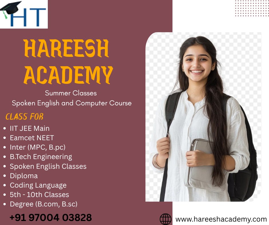hareeshacademy8's tweet image. Hareesh Tuitions is a premier educational institution dedicated to providing top-notch tutoring services to students in the ECIL area. Our expert team of experienced faculty is committed to helping students achieve academic excellence. 
#HareeshacademyinHyderabad #Hareeshacademy