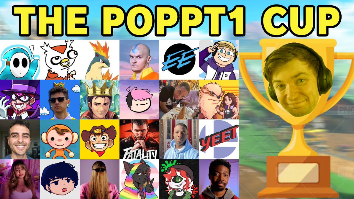 Poppt1 (@mrpoppt1) on Twitter photo Mario Kart World Tournament! June 17th 8pm ET
youtube.com/live/YkRC_elbA…
or twitch.tv/mrpoppt1
ft. <a href="/LittleZ/">Little Z</a> <a href="/HopCaterpie/">HopCat</a> <a href="/MVG_Mew2King/">Jason Zimmerman</a> <a href="/EEvisu/">EE »★«</a> <a href="/Alcharesttv/">Alchares</a> <a href="/SophistEevee/">Noah (Sophist)</a> <a href="/TCNick3/">TCNick3</a> <a href="/TrueKingOfSkill/">Brent (King of Skill)</a> <a href="/Vernias_T/">Vernias ☁️</a> <a href="/AlastairBL_/">I Just Be Chillin'</a> <a href="/AlteaGames/">Altea_Games</a> <a href="/BearUNLV/">Bear</a> <a href="/cjyaTV/">cjya</a> <a href="/ExpandDongMan/">Expand Dong Man</a> Mario Kart World Tournament! June 17th 8pm ET
youtube.com/live/YkRC_elbA…
or twitch.tv/mrpoppt1
ft. <a href="/LittleZ/">Little Z</a> <a href="/HopCaterpie/">HopCat</a> <a href="/MVG_Mew2King/">Jason Zimmerman</a> <a href="/EEvisu/">EE »★«</a> <a href="/Alcharesttv/">Alchares</a> <a href="/SophistEevee/">Noah (Sophist)</a> <a href="/TCNick3/">TCNick3</a> <a href="/TrueKingOfSkill/">Brent (King of Skill)</a> <a href="/Vernias_T/">Vernias ☁️</a> <a href="/AlastairBL_/">I Just Be Chillin'</a> <a href="/AlteaGames/">Altea_Games</a> <a href="/BearUNLV/">Bear</a> <a href="/cjyaTV/">cjya</a> <a href="/ExpandDongMan/">Expand Dong Man</a>