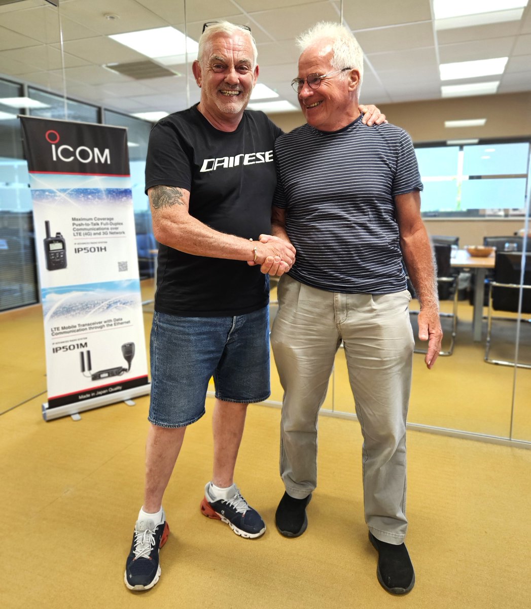 Former Ham Radio Sales Manager and ICOM friend, Dennis Goodwin G4SOT, visited our Herne Bay HQ!
Now living in the South of France, Dennis is still active on air and as enthusiastic as ever. Great to see you, Dennis!
#Icom #HamRadio #amateurradio #oldfriends