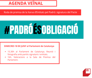 confavc (@confavc) on Twitter photo 📢Demà es presenta al <a href="/parlamentcat/">Parlament de Catalunya</a> el Pacte pel Padró a Catalunya signat per la majoria dels partits parlamentaris
⏰ 15:30h al <a href="/parlamentcat/">Parlament de Catalunya</a> , 18 de juny
+ info: confavc.cat/sigmaturapacte… 📢Demà es presenta al <a href="/parlamentcat/">Parlament de Catalunya</a> el Pacte pel Padró a Catalunya signat per la majoria dels partits parlamentaris
⏰ 15:30h al <a href="/parlamentcat/">Parlament de Catalunya</a> , 18 de juny
+ info: confavc.cat/sigmaturapacte…