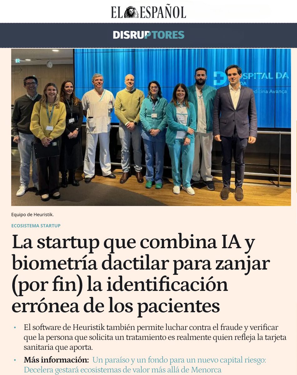 🟠 Invierte en tecnología que salva vidas y obtén beneficios fiscales.

<a href="/HeuristikHealth/">Heuristik Health</a> aparece hoy en <a href="/elespanolcom/">EL ESPAÑOL</a> por su sistema único para evitar errores de identificación de pacientes.

👉 Invierte desde 500€: bit.ly/ronda_heuristik
📰 Reportaje: elespanol.com/invertia/disru…