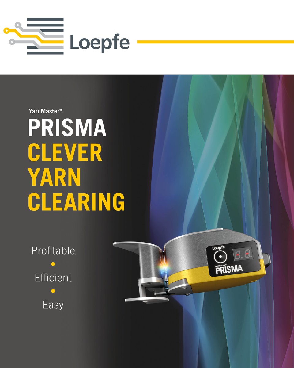 MagazineTextile's tweet image. Clever yarn clearing made easy.
YarnMaster® PRISMA ensures top yarn quality &amp;amp; peak machine efficiency with advanced monitoring—cut costs, boost output, simplify spinning.

🔗 𝐋𝐞𝐚𝐫𝐧 𝐦𝐨𝐫𝐞:
 loepfe.com/components/yar…

#YarnMasterPRISMA #TextileTechnology #SpinningInnovation