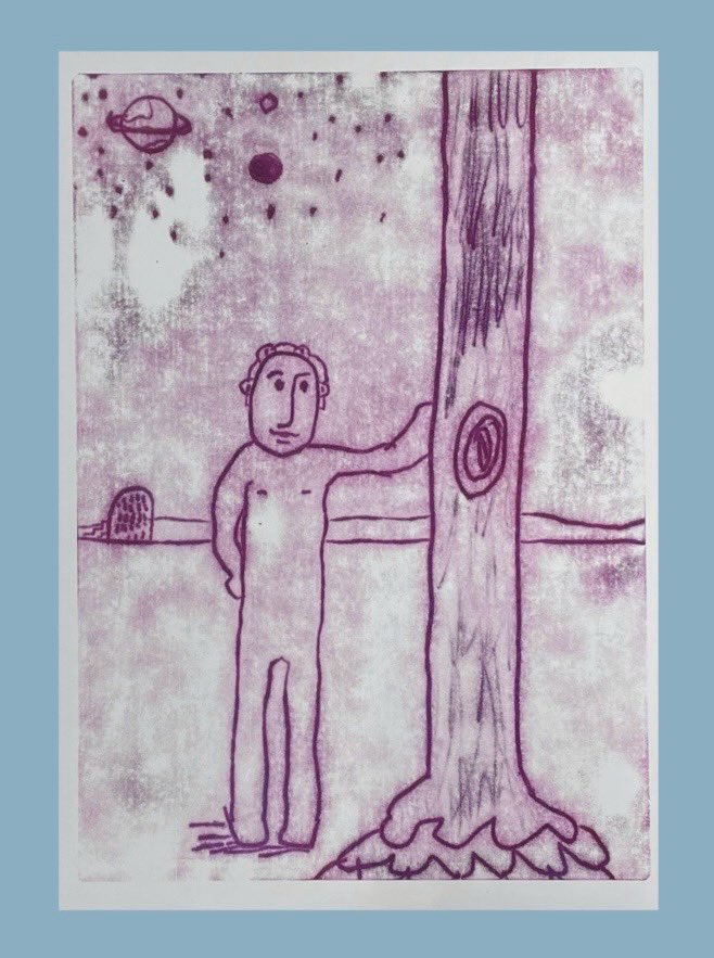 宇宙人、木
トランスファー技法