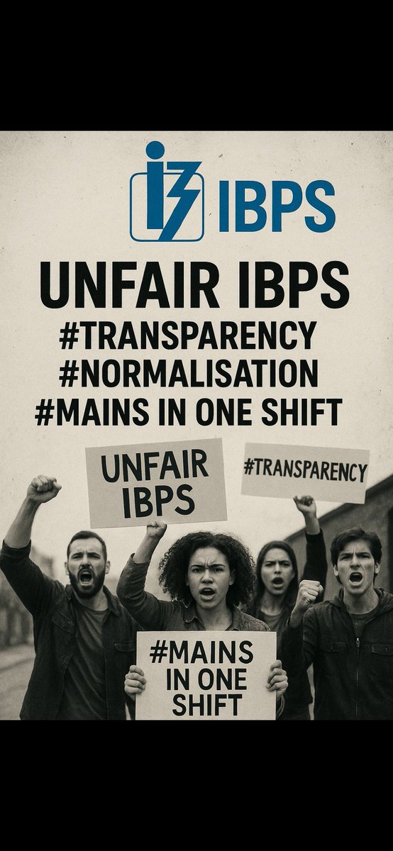 KumarRa95952888's tweet photo. Aspirants demand fairness not favours we need
✔️Raw scores
✔️Single shift mains
✔️Normalisation formula
✔️Answer key
#unfairIBPS https://t.co/K3D1XlLiYT