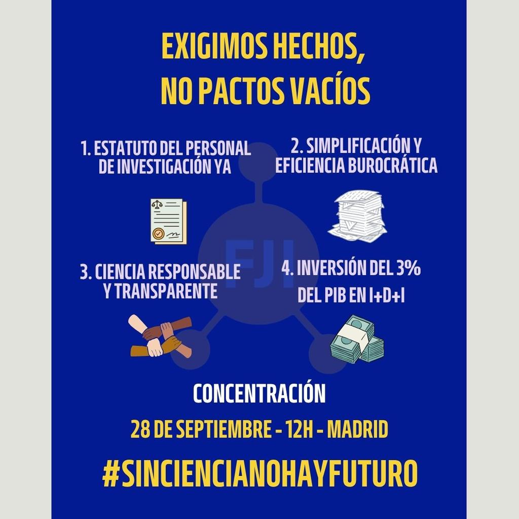FJI-PRECARIAS (@fjiprecarios) on Twitter photo 📢❗La ciencia no se firma, se financia
Hace ya dos años que se firmó el #PactoXLaCiencia y no puede quedarse en un pacto vacío
✊🏼El 28 de septiembre saldremos a las calles de diferentes ciudades para recordar que #SinCienciaNoHayFuturo <a href="/CienciaGob/">Ministerio de Ciencia, Innovación y Universidades</a> <a href="/DianaMorantR/">Diana Morant</a> 📢❗La ciencia no se firma, se financia
Hace ya dos años que se firmó el #PactoXLaCiencia y no puede quedarse en un pacto vacío
✊🏼El 28 de septiembre saldremos a las calles de diferentes ciudades para recordar que #SinCienciaNoHayFuturo <a href="/CienciaGob/">Ministerio de Ciencia, Innovación y Universidades</a> <a href="/DianaMorantR/">Diana Morant</a>