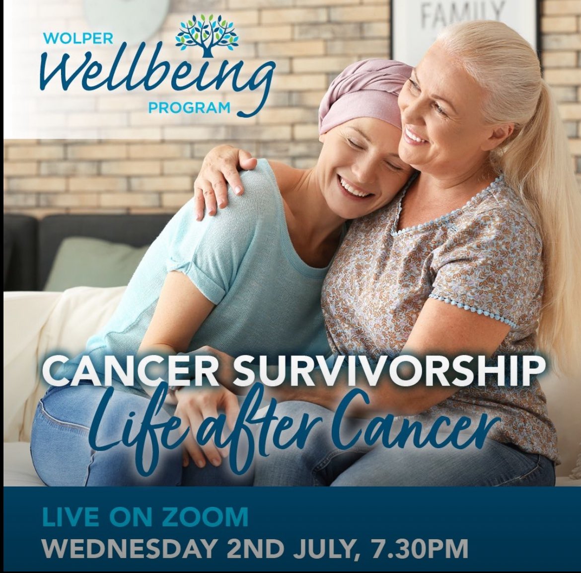 Wolper’s series of Wellbeing webinars provide up to date information delivered by experts in their fields. 
Our next Wellbeing Webinar  is “Cancer Survivorship: Life after Cancer”
Wednesday 2nd July at 7:30pm
Registration
us02web.zoom.us/webinar/regist…