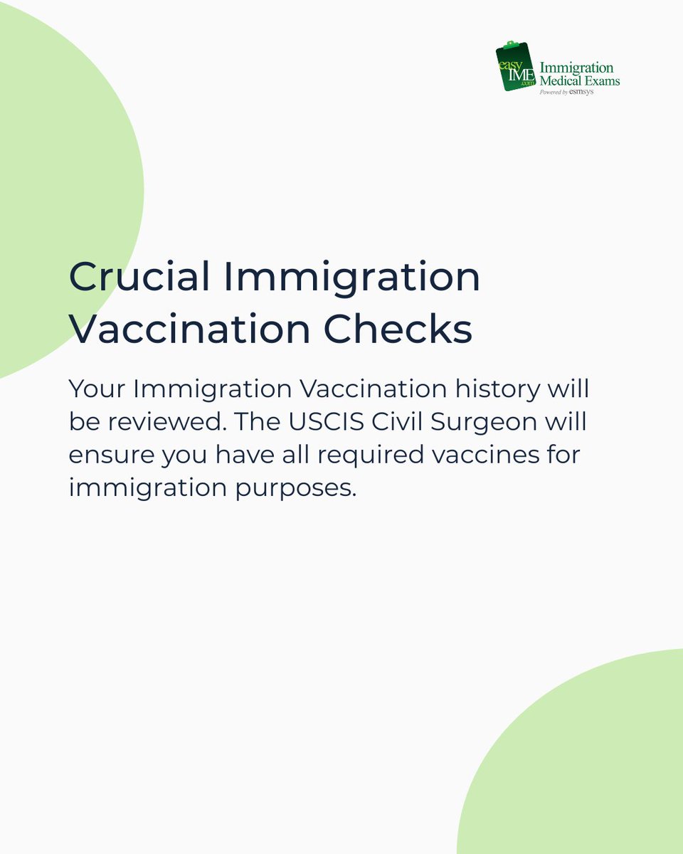 easyIME's tweet image. Prepare your medical records, and let easyIME
connect you with expert Immigration Physical Exam
Doctors for a smooth process!
#GreenCardExam #ImmigrationVaccination #BloodTest
#USCISDoctor #MedicalExam #easyIME
#HealthCompliance #PermanentResident
