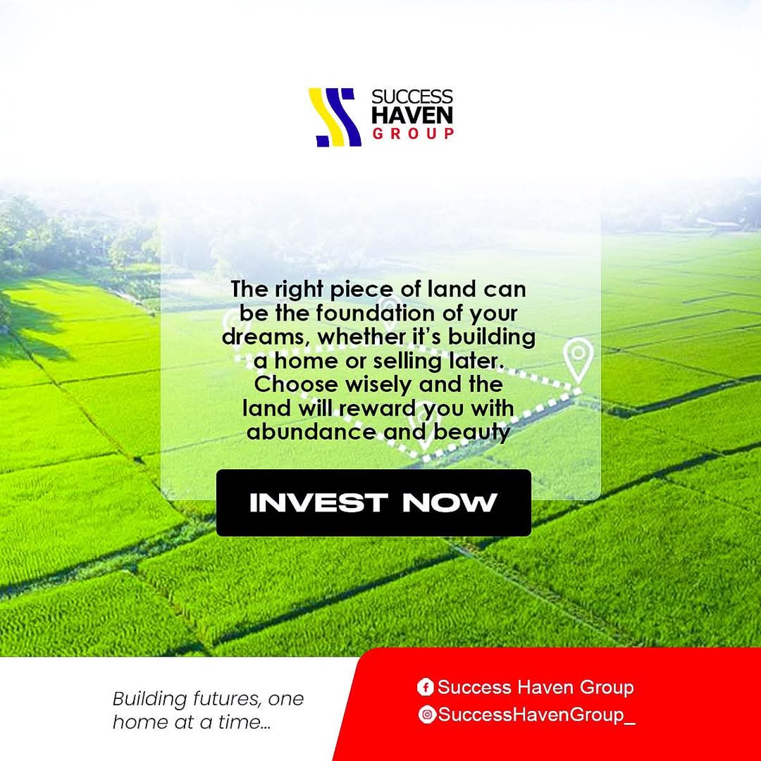 SuccessHaven_'s tweet photo. Choose today to be a Land owner.  

Secure your future with just one decision. 
🌍📍

#land #invest #property #future https://t.co/Qlx57363cz