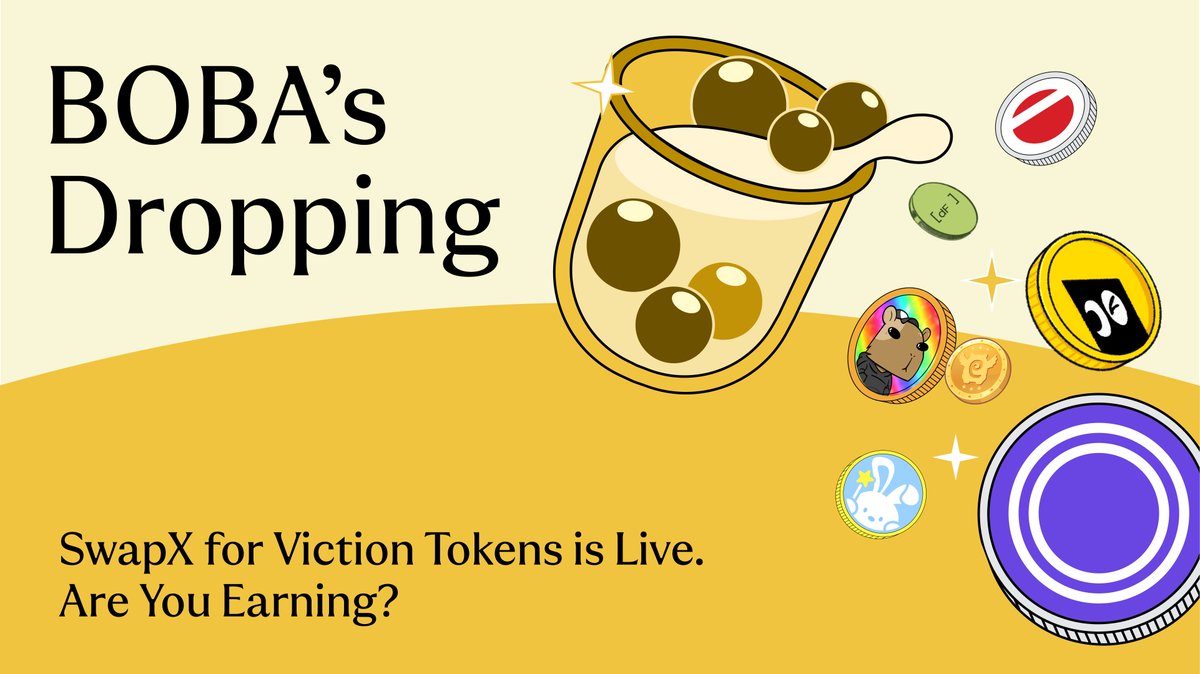 Viction (@buildonviction) on Twitter photo BOBA Points are here — the first on-chain point system on Viction.
Swap Viction-based tokens with SwapX on <a href="/coin98_wallet/">Coin98 Super Wallet</a> to start earning.
Perks, airdrops, and on-chain rewards await.
Step into the ownership economy - Starts with a swap 🔁 BOBA Points are here — the first on-chain point system on Viction.
Swap Viction-based tokens with SwapX on <a href="/coin98_wallet/">Coin98 Super Wallet</a> to start earning.
Perks, airdrops, and on-chain rewards await.
Step into the ownership economy - Starts with a swap 🔁