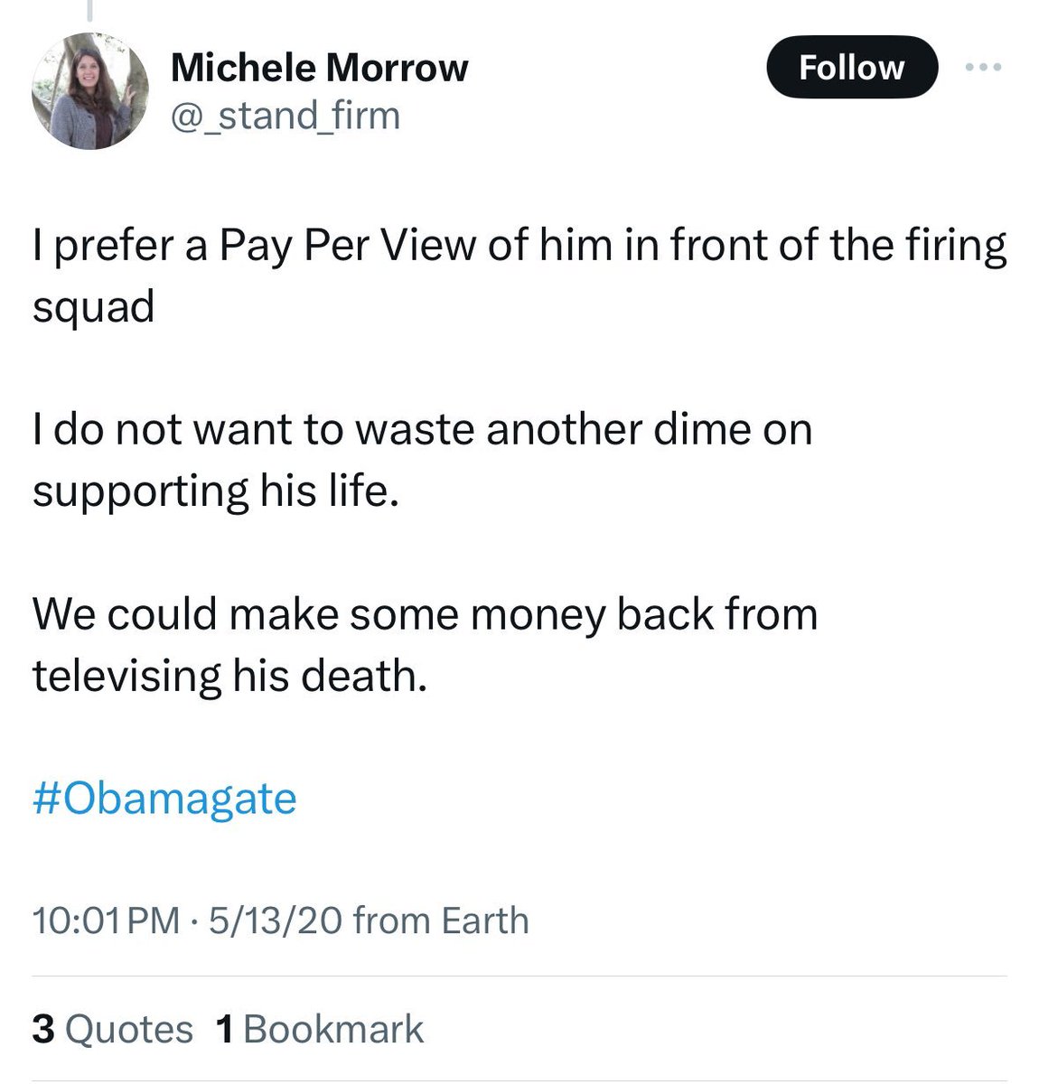 dm919's tweet photo. @MicheleMorrowNC It's funny-you called out Julie for posting a photo of a protest sign that someone else made, and that she should be 'removed from office'. That's rich, especially coming from you. You were allowed to run in two elections (how did they turn out, btw?) after posting this. Hmm... https://t.co/scgGiqUU9A
