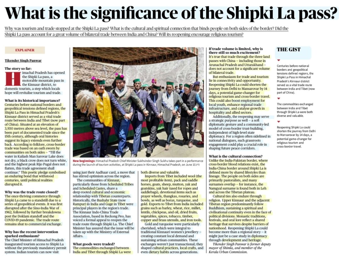imRavikantYadav's tweet photo. 'What is the significance of the Shipki La pass?'
:An informative article by Sh Tikender Singh Panwar
@tikender
#ShipkiLaPass #ShipkiLa
#HimachalPradesh #Kinnaur
#Tibet #Guge
#Rampur
#trade #tourism #himachaltourism
#LocalCraft #Employment
#Diplomacy #culture #Heritage
#UPSC https://t.co/7SJQtAVX3z