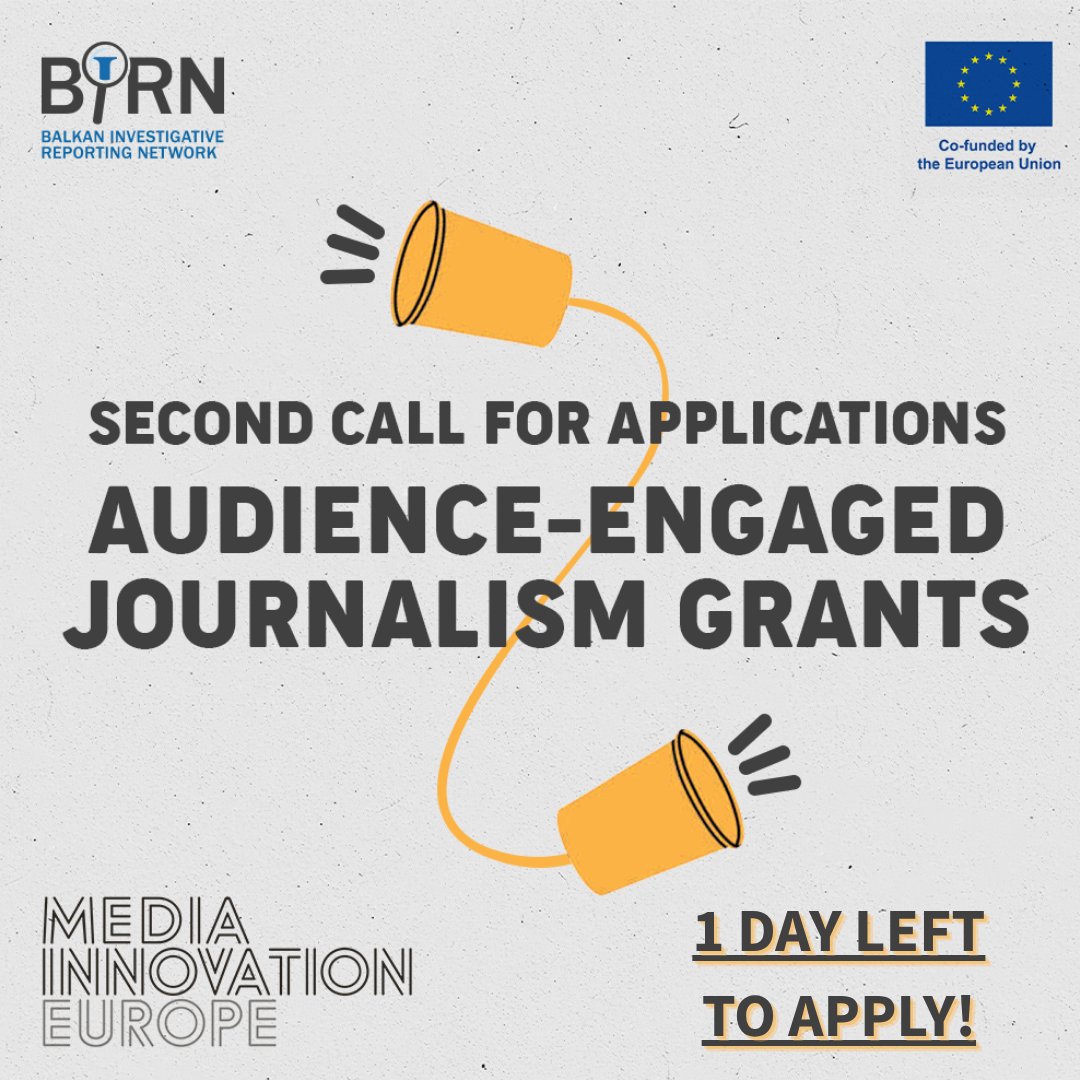💥 Deadline alert!

⏳ We're receiving your application for audience-engaged journalism grants until Wednesday, June 18!

👉 More information: shorturl.at/4bvT2