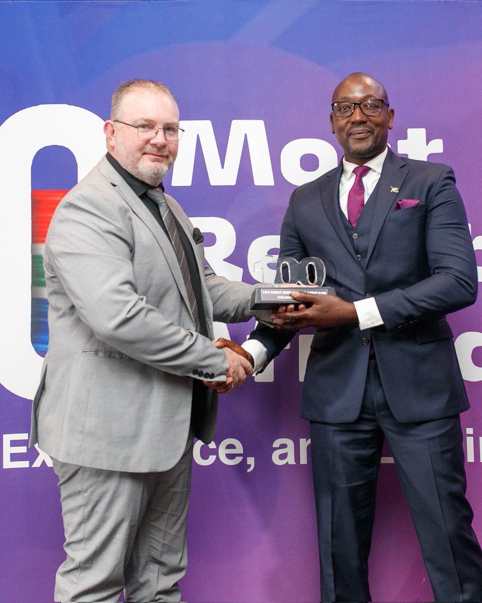 Shilongo Shilongo, the distinguished Founder and CEO of Billionaire Mineral Fresh Industry Views, was conferred the prestigious 100 Most Reputable Africans Award at an esteemed ceremony at The Maslow Hotel in Sandton, South Africa.

 This recognition celebrates his exceptional