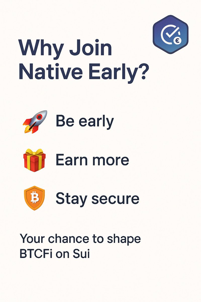 lakshay's tweet photo. 13/
Why Join Native?
๐ฅ Why Native?
๐ธ True BTCFi on Sui
๐ธ Non-custodial & secure
๐ธ High-value airdrop & NFTs
๐ธ Early users = high upside
You can be one of the first BTC-native DeFi yield earners.
#Bitcoin #DeFi #NativeFinance https://t.co/mPBDcENvBU