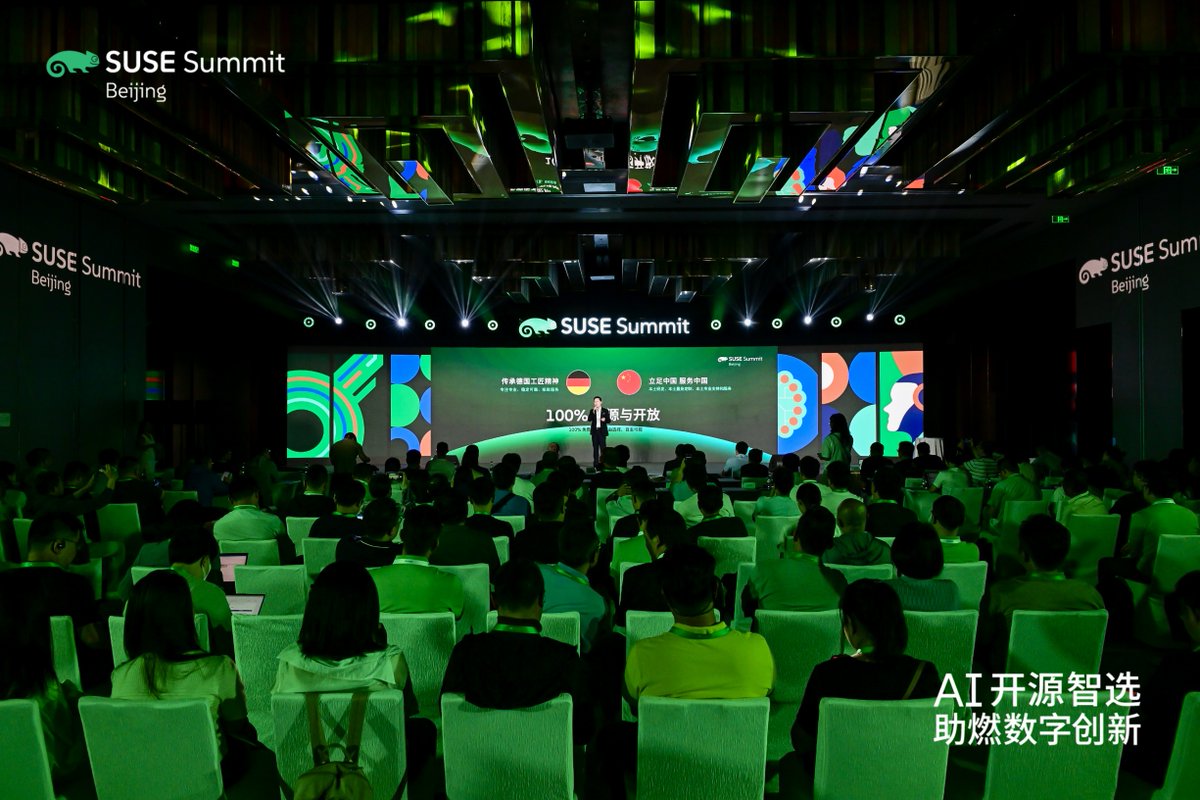 Pieperina's tweet photo. 🤩 That’s a wrap on SUSE Summit China 2025 in Beijing! Industry leaders, customers and partners joined us to explore how we drive innovation across the region with open source #AI, #CloudNative platforms &amp; secure scalable infrastructure.
🔗Learn more here: https://t.co/W17NXYwFaG https://t.co/W3WmX0TaG1