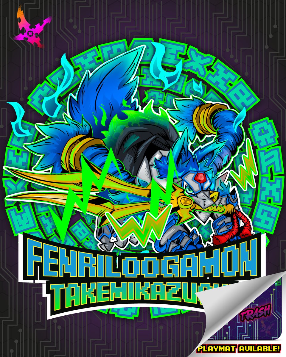 Xp3ctro_Art's tweet photo. Fenriloogamon Takemikazushi Playmat Design.
#DigimonTCG #Fenriloogamon #PlaymatDrop #Digimon #digimonfanart #fanart https://t.co/aoH6kGyWOm