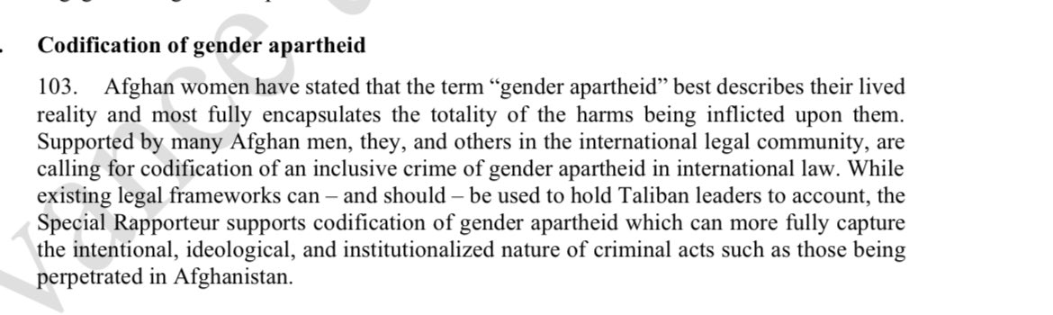 Heather Barr (@heatherbarr1) on Twitter photo New <a href="/SR_Afghanistan/">UN Special Rapporteur Richard Bennett</a> <a href="/UN_HRC/">UN Human Rights Council</a> report renews his call for all states to support codification of gender apartheid as a crime against humanity. There is a key opportunity to do so through the pending UN crimes against humanity treaty. ohchr.org/en/documents/c… New <a href="/SR_Afghanistan/">UN Special Rapporteur Richard Bennett</a> <a href="/UN_HRC/">UN Human Rights Council</a> report renews his call for all states to support codification of gender apartheid as a crime against humanity. There is a key opportunity to do so through the pending UN crimes against humanity treaty. ohchr.org/en/documents/c…