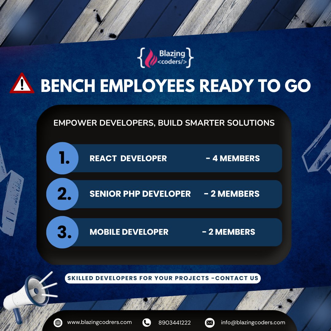 blazingcoders1's tweet image. Blazingcoders has a team of skilled, bench-ready employees ready to jump into your projects instantly.
🔵 Learn More - blazingcoders.com
🔵 Reach Us - info@blazingcoders.com
#BenchDevelopers #ReactDevelopers #PHPDevelopers #MobileAppDevelopers #HireDevelopers