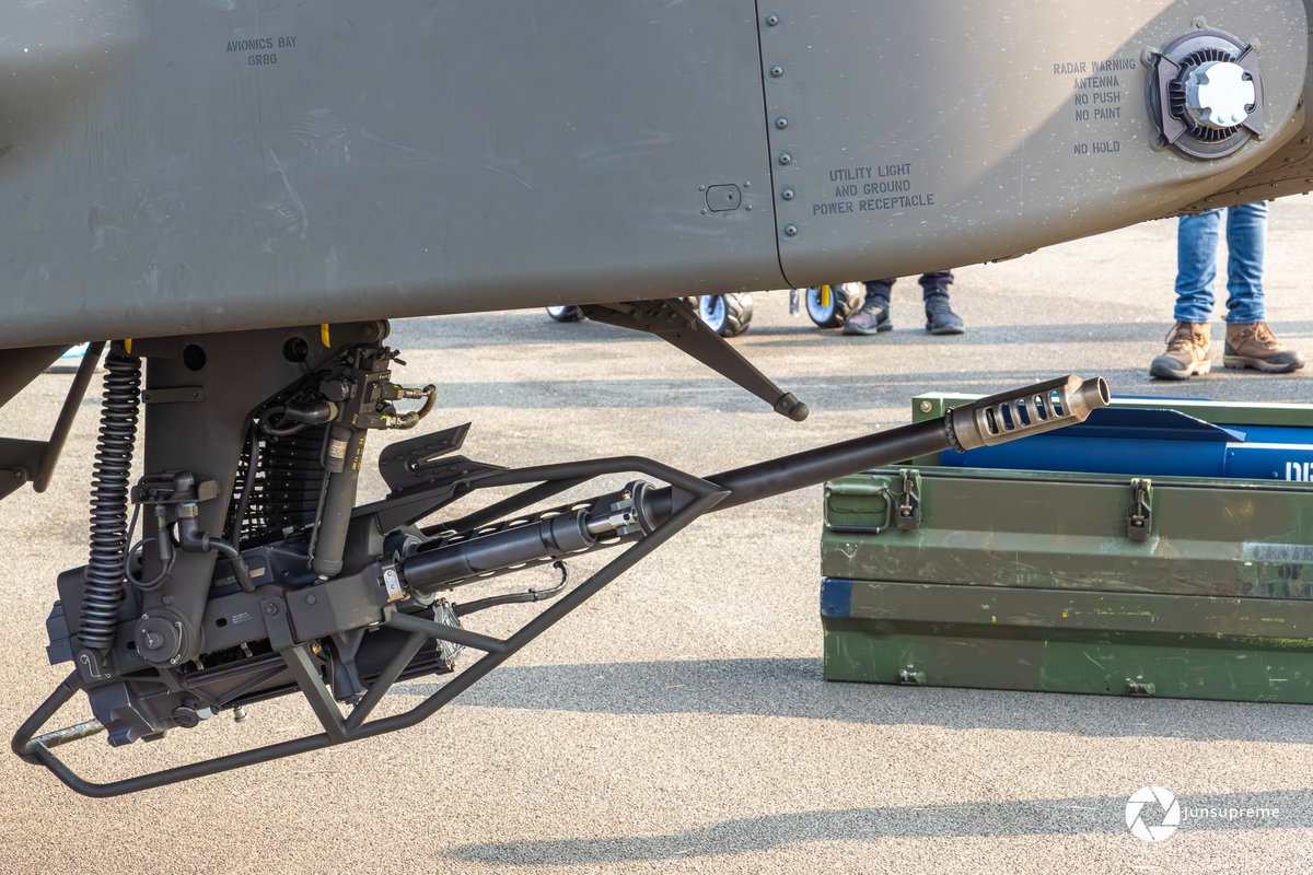 One of the 50 British Army AH-64E Apache helicopters on static display at RAF Cosford Air Show 2025.