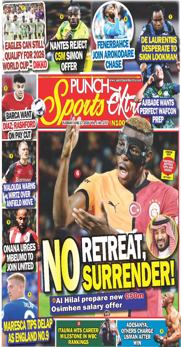 17 JUNE 2025 HEADLINES <a href="/CoverpagesNg/">Cover Pages</a>