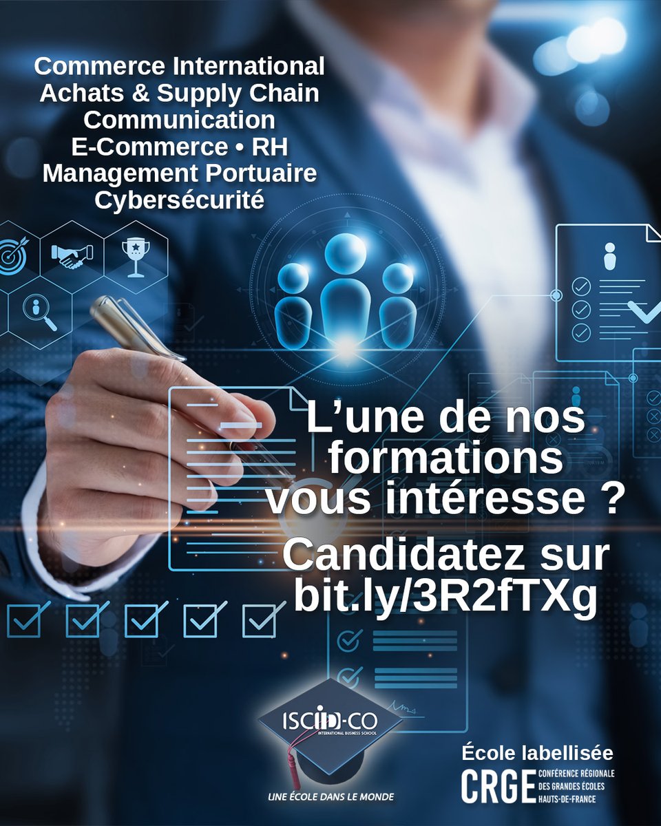#Commerce, #Achats, #RH, #Communication...  

Si l'une de nos formations de 2e, de 3e, de 4e ou de 5e année vous intéresse, candidatez maintenant sur bit.ly/3R2fTXg !   #internationalbusinessschool

<a href="/ULCO_Univ/">ULCO (officiel)</a>