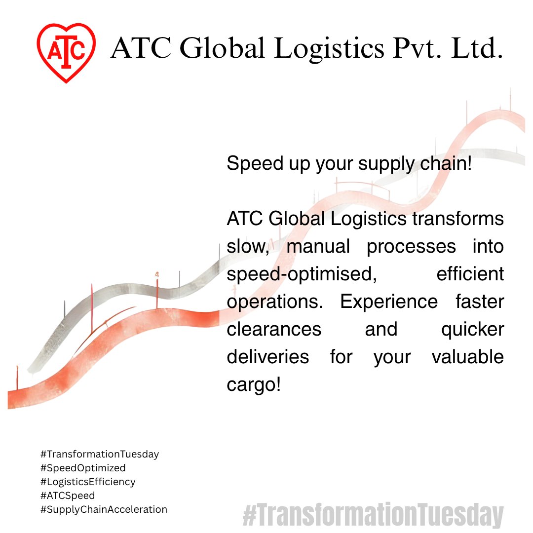 ATCGroup1957's tweet image. Speed up your supply chain! ATC Global Logistics transforms manual processes to speed-optimised operations for faster delivery. 

atc.co.in 

#TransformationTuesday #SpeedOptimized #ATCSpeed