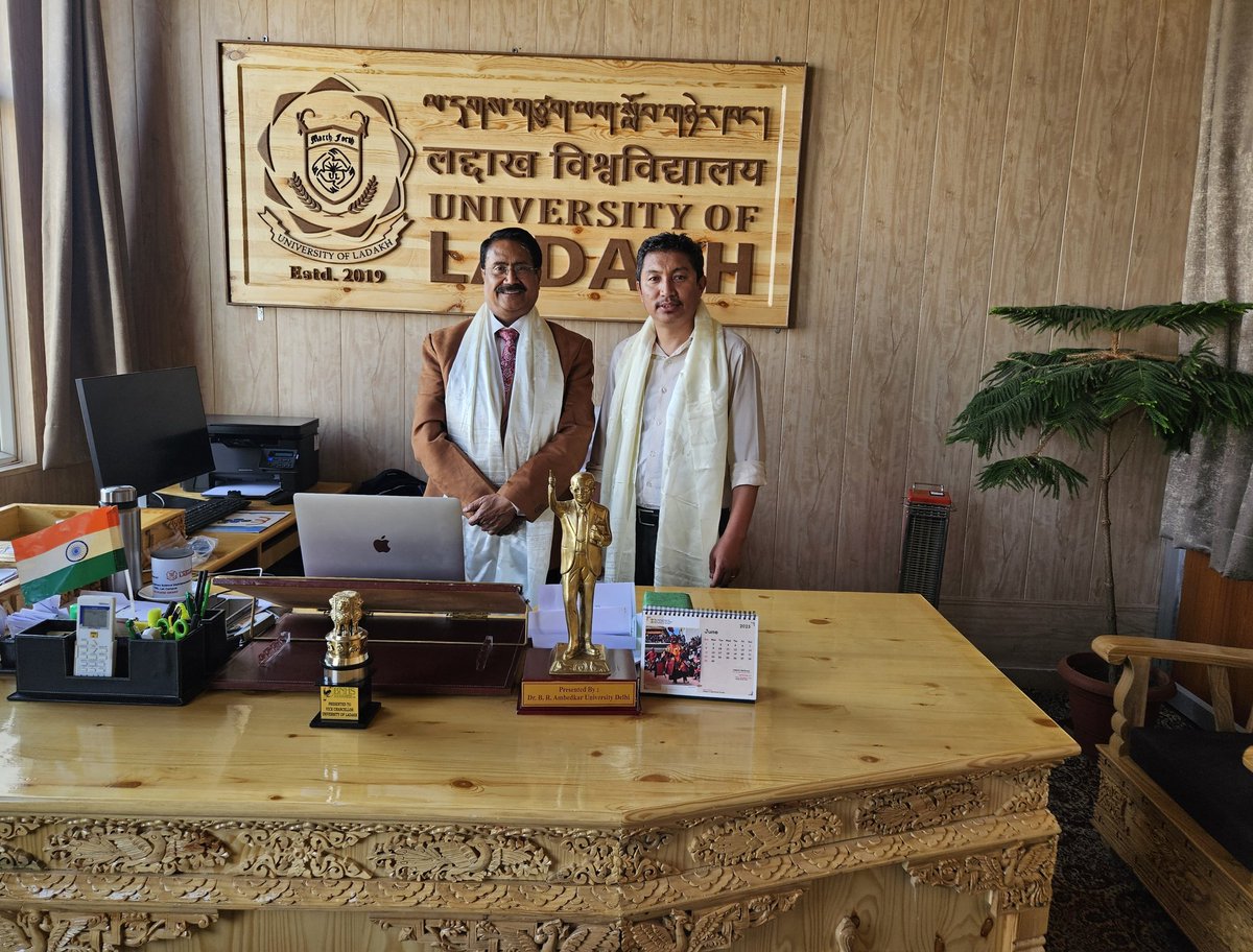jtnladakh's tweet photo. Honoured to visit the University of Ladakh and discuss with Vice Chancellor Prof. Saket Kushwaha Ji the promotion of Bhoti language in higher education. We explored UG/PG syllabus development &amp; academic collaboration, reinforcing Ladakh’s cultural identity through Bhoti studies. https://t.co/ImcPemsqw1