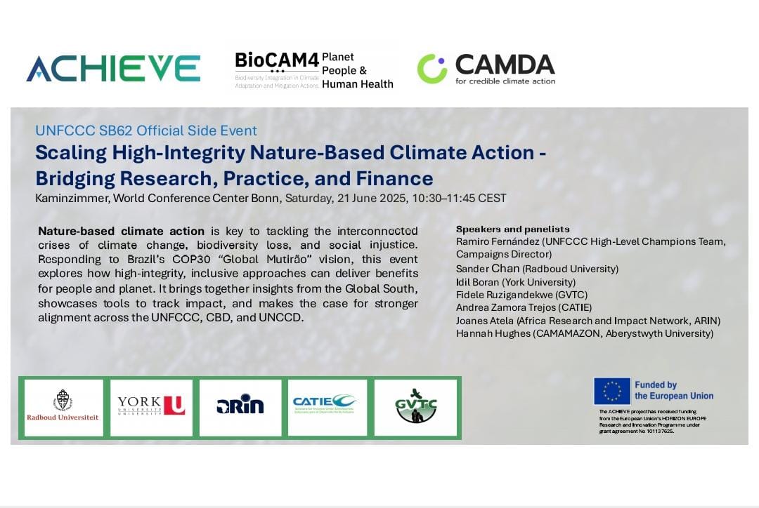 As momentum builds globally for high-integrity #NatureBasedSolutions, <a href="/arin_africa/">Africa Research & Impact Network</a>'s Dr. <a href="/joanes_atela/">Dr Joanes Atela</a>   joins leading voices at #UNFCCC #SB62 to explore how inclusive, evidence-led approaches from the Global South can shape action and finance.
Bonn |  21 June | 10:30 CEST