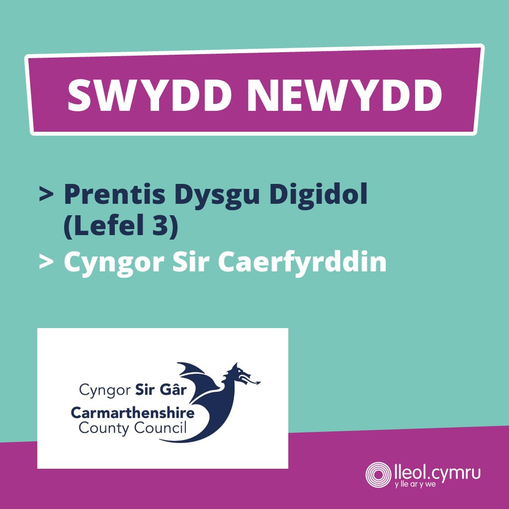 lleoldotcymru's tweet photo. **HYSBYSEB SWYDD NEWYDD**

>> Prentis Dysgu Digidol (Lefel 3)
>> Cyngor Sir Caerfyrddin

Manylion yma >> https://t.co/umC50NLjyW https://t.co/sZqYqdkLUn