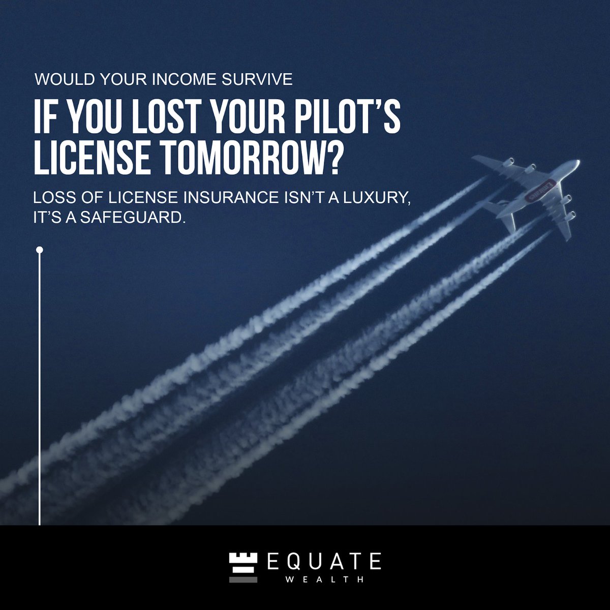 EquateGroupSA's tweet photo. Your licence is your livelihood. But what if medical concerns grounded you?
Loss of Licence Insurance isn’t a luxury - it’s a safeguard. https://t.co/nrA6JW8DUr