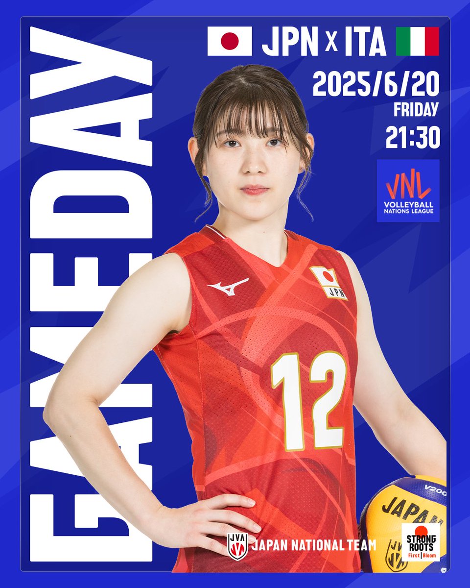 🏐🔥GAME DAY🔥🏐

🏆#バレーボール #ネーションズリーグ 2025
📍ホンコンチャイナ（香港）
📅日本時間6月20日（金）21：30
🆚イタリア🇮🇹
📺BS-TBS（LIVE）、U-NEXT

#バレーボール女子日本代表
#VNL2025 #volleyball
#STRONGROOTSFirstBloom