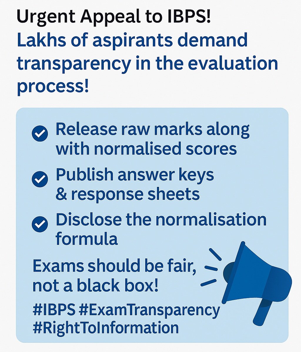 Sakshi21052001's tweet photo. @DrGauravGarg4 Normalization is supposed to balance difficulty, not destroy genuine efforts.
#StopUnfairNormalization
#unfairIBPS
#releaseanswerkey
#releaserawscore #JusticeForAspirants https://t.co/Tz2lTGrL8t