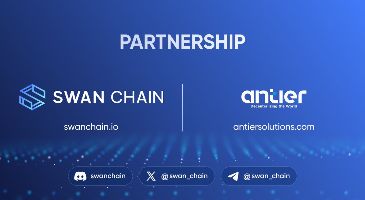 Swan Chain (formerly FilSwan) (@swan_chain) on Twitter photo Swan Chain 🤝 Antier Solutions
We’re thrilled to announce our strategic partnership with <a href="/antiersolutions/">Antier Solutions</a>, a global leader in blockchain development and consulting.
This collaboration marks a powerful step forward in our mission to build the future of Decentralized AI & DePIN Swan Chain 🤝 Antier Solutions
We’re thrilled to announce our strategic partnership with <a href="/antiersolutions/">Antier Solutions</a>, a global leader in blockchain development and consulting.
This collaboration marks a powerful step forward in our mission to build the future of Decentralized AI & DePIN