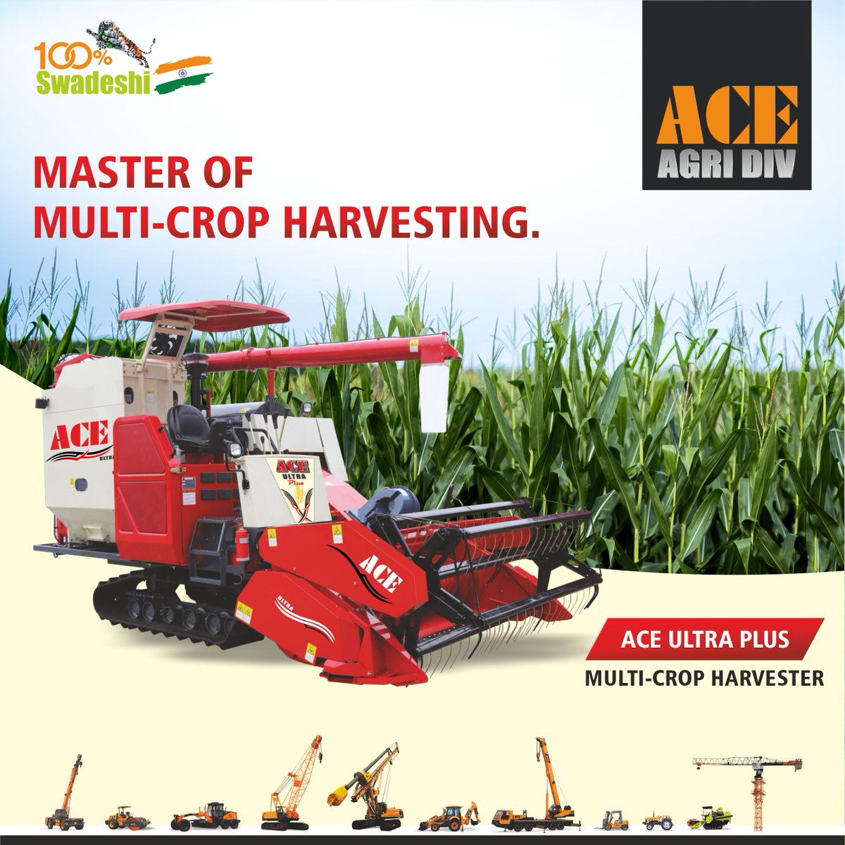 ACE Ultra Plus - Master of Multi-Crop Harvesting.

✅100HP Engine
✅Track Harvester
✅Low 🛠 Maintenance Cost
✅Easy Finance Facility
✅Approved for Govt. Subsidy*

Click more: bit.ly/4e2wQuK

#ACE #ACETractorsIndia #ACEUltraPlus  #MultiCropHarvester #Harvester #Combine