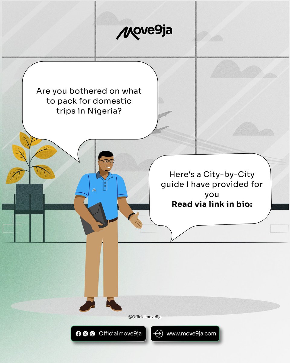 WiaMove's tweet photo. You donโt have to think too much about what to always pick and pack when you want to travel within Nigeria.
Harry has a guide for you on our blog; enjoy the read via https://t.co/SjRRgQ7dNQ and tell us your best lesson from the article via comments ๐
#move9ja #travelbooking #traveleducation #travellingpack #travelpacking #traveltips